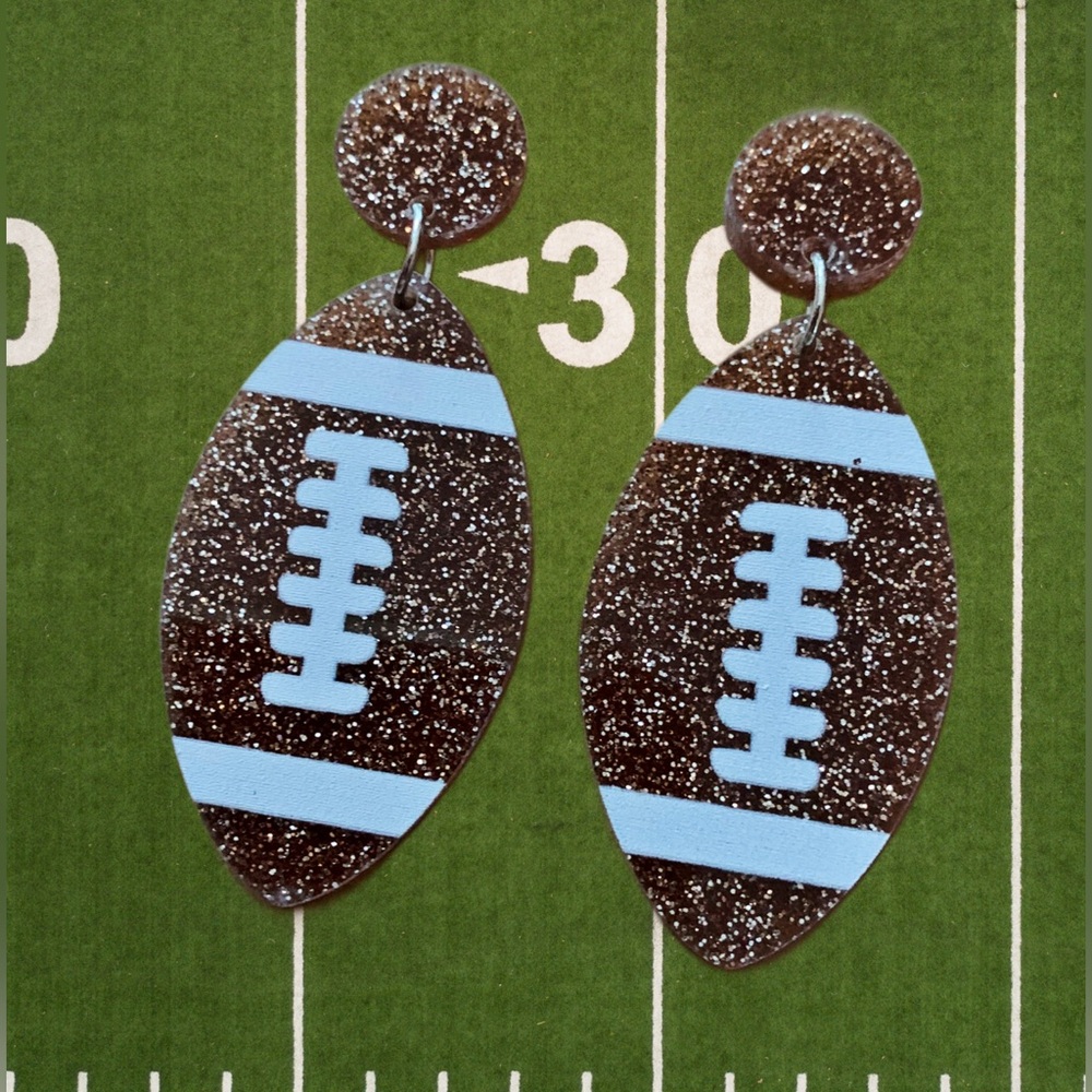 🏈 Glitter Football Acrylic Dangle Earrings
